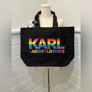 Karl Lagergeld rainbow canvas tote